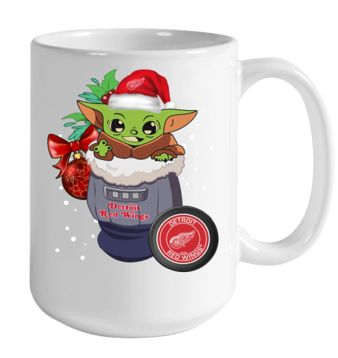 Detroit Red Wings Christmas Baby Yoda Star Wars Funny Happy NHL Color Changing Mug 15oz 2