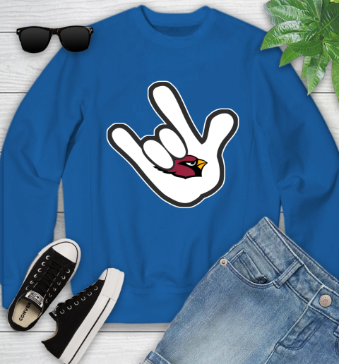 Arizona Cardinals NFL Football Mickey Rock Hand Disney Youth Sweatshirt 8