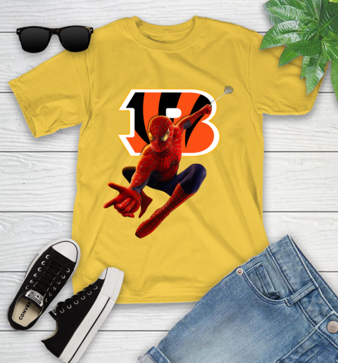 NFL Spider Man Avengers Endgame Football Cincinnati Bengals Youth T-Shirt 8