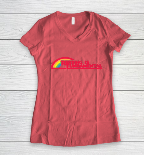 Reading Rainbow t shirt Reading is Fundamental Gay Rainbow Women's V-Neck T-Shirt 3