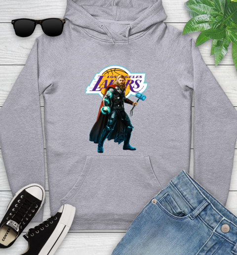 NBA Thor Avengers Endgame Basketball Los Angeles Lakers Youth Hoodie 6