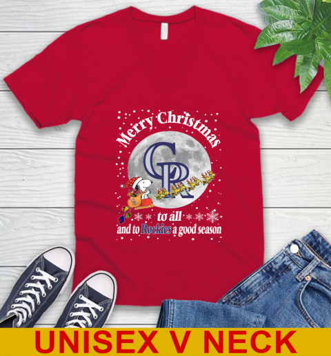 Colorado Rockies Merry Christmas To All And To Rockies A Good Season MLB Baseball Sports V-Neck T-Shirt 6