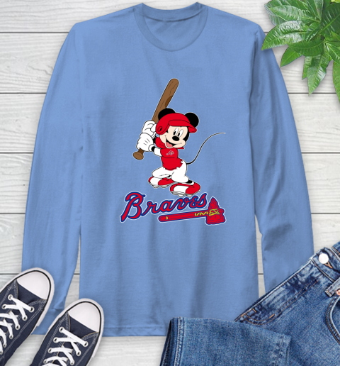 MLB Baseball Atlanta Braves Cheerful Mickey Mouse Shirt Long Sleeve T-Shirt 12