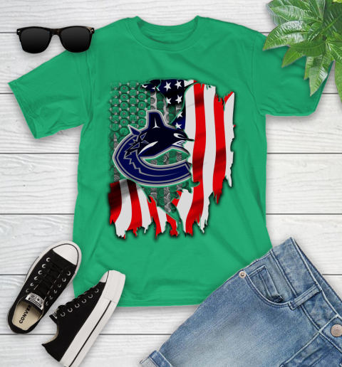 Vancouver Canucks NHL Hockey American Flag Youth T-Shirt 8