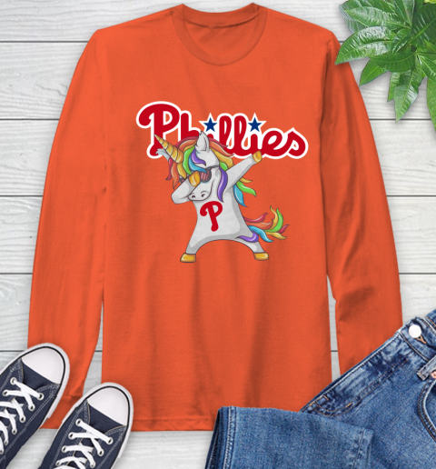 Philadelphia Phillies MLB Baseball Funny Unicorn Dabbing Sports Long Sleeve T-Shirt 5