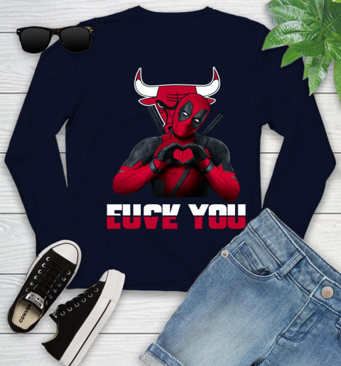NBA Chicago Bulls Deadpool Love You Fuck You Basketball Sports Youth Long Sleeve 2
