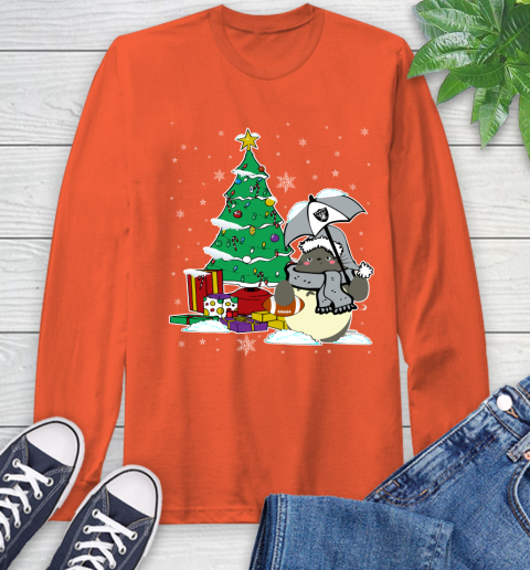 Oakland Raiders NFL Football Cute Tonari No Totoro Christmas Sports Long Sleeve T-Shirt 4
