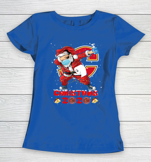 Calgary Flames Funny Santa Claus Dabbing Christmas 2020 NHL Women's T-Shirt 8