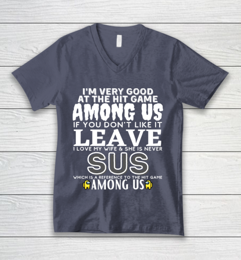Among Us Shirt I'm very good at the hit game among us V-Neck T-Shirt 7