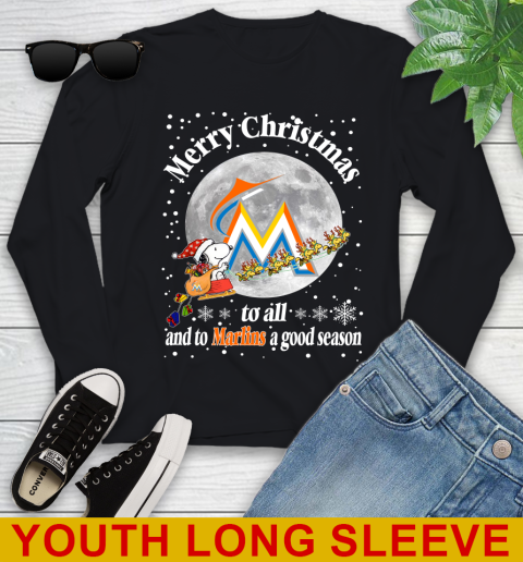 Miami Marlins Merry Christmas To All And To Marlins A Good Season MLB Baseball Sports Youth Long Sleeve