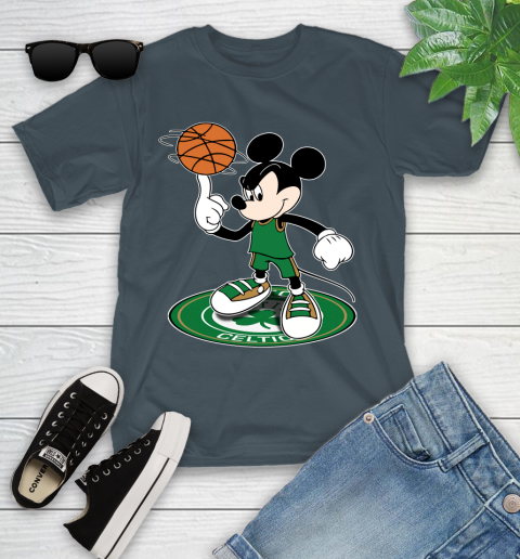 NBA Basketball Boston Celtics Cheerful Mickey Disney Shirt Youth T-Shirt 8