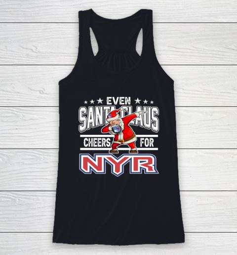 New York Rangers Even Santa Claus Cheers For Christmas NHL Racerback Tank 7