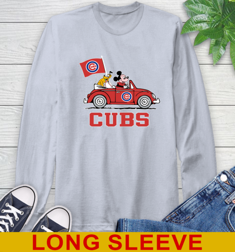 MLB Baseball Chicago Cubs Pluto Mickey Driving Disney Shirt Long Sleeve T-Shirt 6