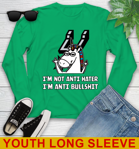 San Antonio Spurs NBA Basketball Unicorn I'm Not Anti Hater I'm Anti Bullshit Youth Long Sleeve 7