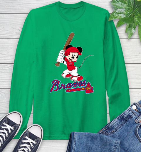 MLB Baseball Atlanta Braves Cheerful Mickey Mouse Shirt Long Sleeve T-Shirt 8