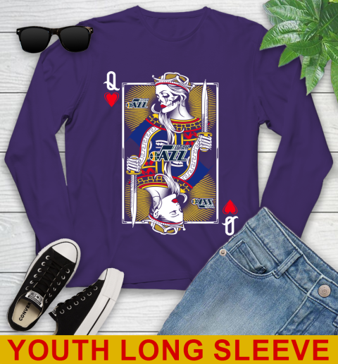 NBA Basketball Utah Jazz The Queen Of Hearts Card Shirt Youth Long Sleeve 4