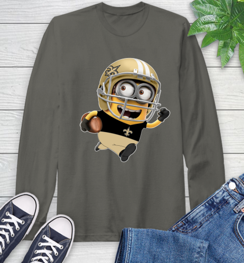 NFL New Orleans Saints Minions Disney Football Sports Long Sleeve T-Shirt 8