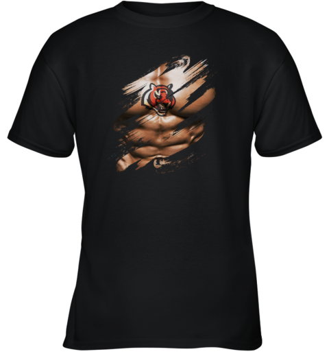 NFL Logo 3D Art Chest Cincinnati Bengals Tattoo Youth T-Shirt