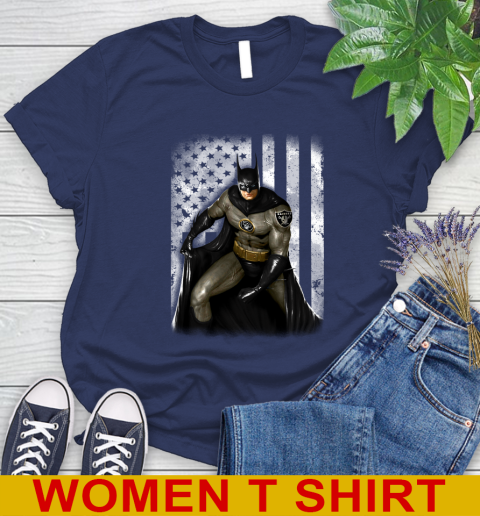 Oakland Raiders NFL Football Batman DC American Flag Shirt Women's T-Shirt 12