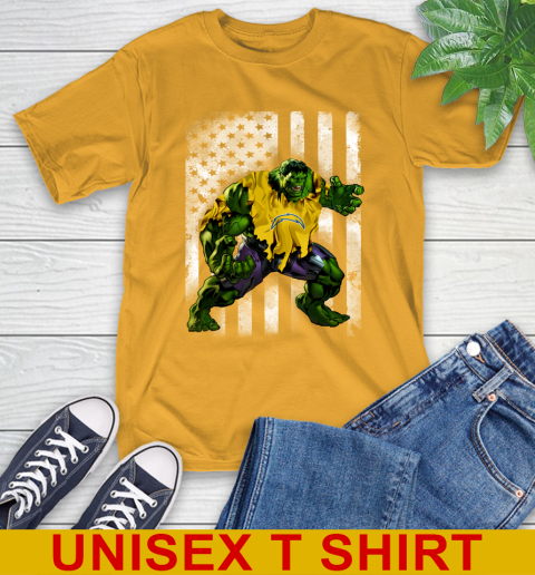 Los Angeles Chargers Hulk Marvel Avengers NFL Football American Flag T-Shirt 2