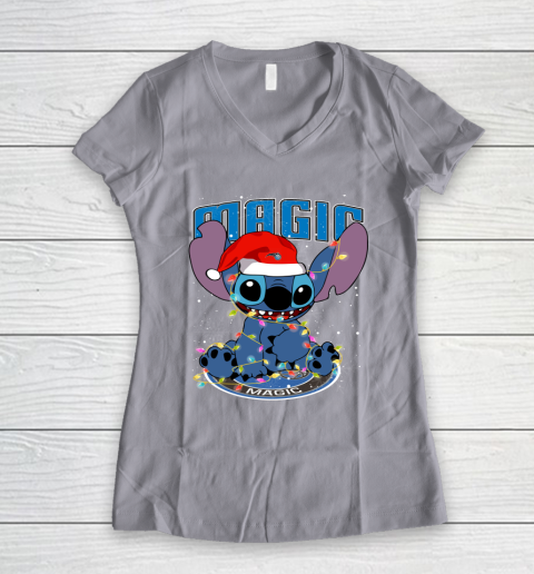 Orlando Magic NBA noel stitch Basketball Christmas Women's V-Neck T-Shirt 2