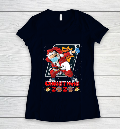 Phoenix Suns Funny Santa Claus Dabbing Christmas 2020 NBA Women's V-Neck T-Shirt 2