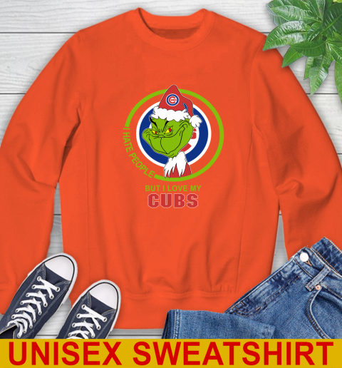 Chicago Cubs MLB Christmas Grinch I Hate People But I Love My Favorite Baseball Team Sweatshirt 4