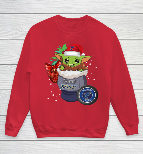 St.Louis Blues Christmas Baby Yoda Star Wars Funny Happy NHL Youth Sweatshirt 9