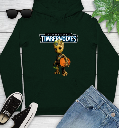 Minnesota Timberwolves NBA Basketball Groot Marvel Guardians Of The Galaxy Youth Hoodie 13