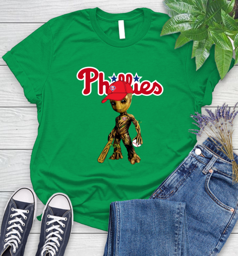MLB Philadelphia Phillies Groot Guardians Of The Galaxy Baseball Women's T-Shirt 6