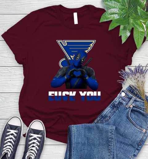 NHL St.Louis Blues Deadpool Love You Fuck You Hockey Sports Women's T-Shirt 7