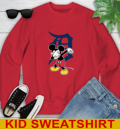 Detroit Tigers MLB Baseball Dabbing Mickey Disney Sports Youth Sweatshirt 8