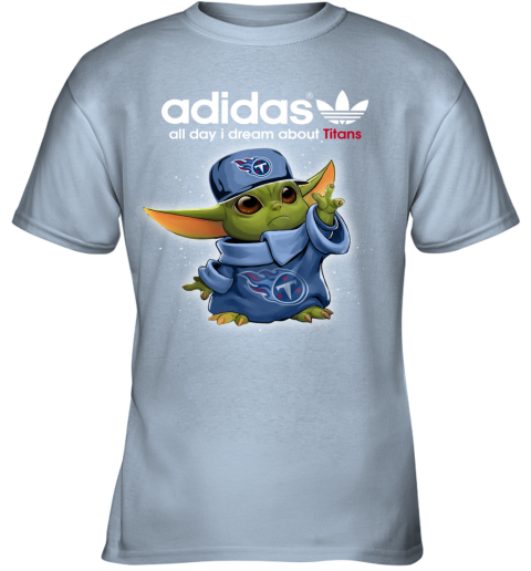Baby Yoda Adidas All Day I Dream About Tennessee Titans qtey baby yoda adidas all day i dream about tennessee titans youth t shirt 26 front light blue