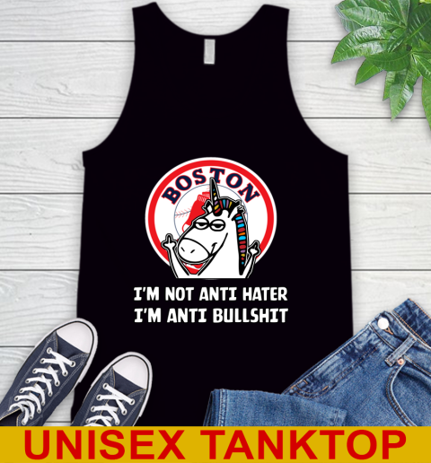 Boston Red Sox MLB Baseball Unicorn I'm Not Anti Hater I'm Anti Bullshit Tank Top 2