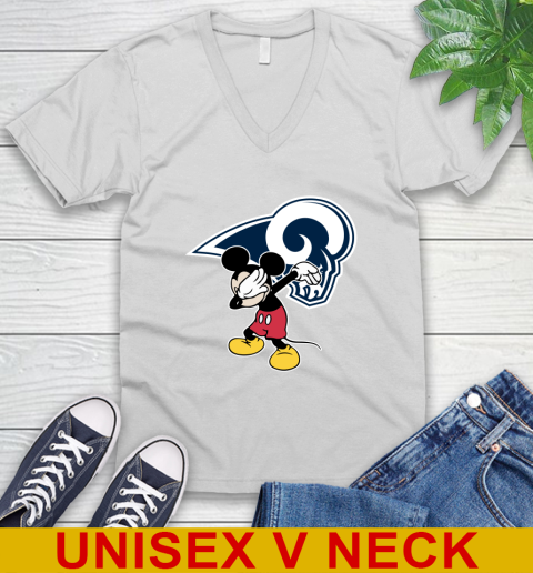 Los Angeles Rams NFL Football Dabbing Mickey Disney Sports V-Neck T-Shirt