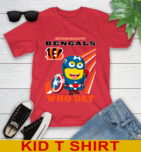 NFL Football Cincinnati Bengals Captain America Marvel Avengers Minion Shirt Youth T-Shirt 11