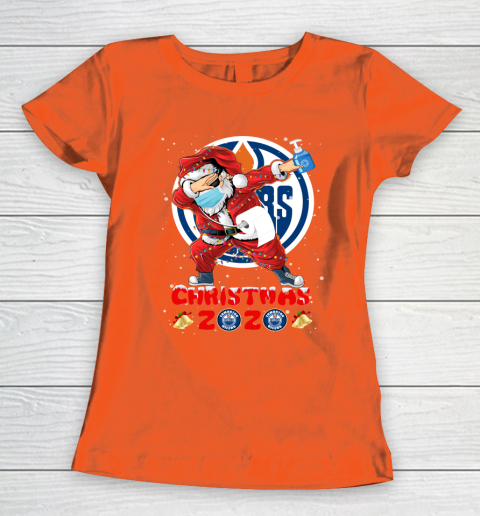 Edmonton Oilers Funny Santa Claus Dabbing Christmas 2020 NHL Women's T-Shirt 3