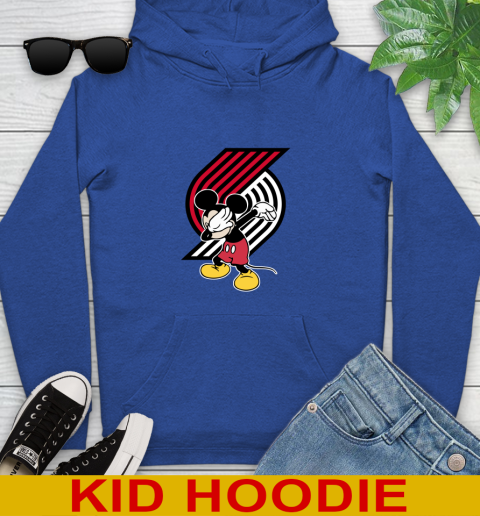Portland Trail Blazers NBA Basketball Dabbing Mickey Disney Sports Youth Hoodie 10