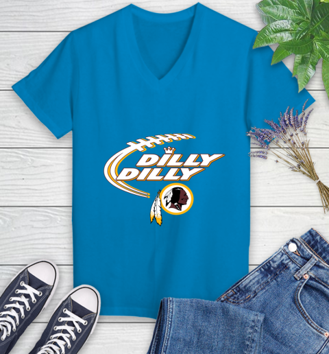 NFL Washington Redskins Dilly Dilly Football Sports Women's V-Neck T-Shirt 7