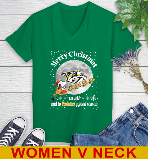 Nashville Predators Merry Christmas To All And To Predators A Good Season NHL Hockey Sports Women's V-Neck T-Shirt 5