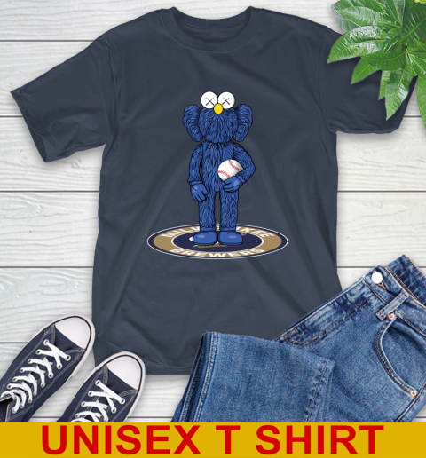 MLB Baseball Milwaukee Brewers Kaws Bff Blue Figure Shirt T-Shirt - Image 5