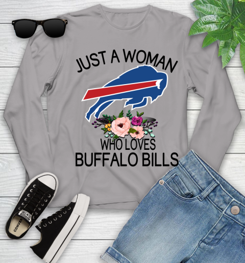 NFL Just A Woman Who Loves Buffalo Bills Football Sports Youth Long Sleeve 3