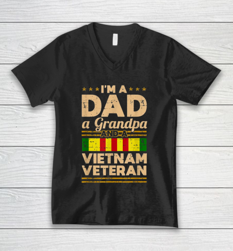 Grandpa Funny Gift Apparel  Dad Grandpa Vietnam Veteran Vintage Men's Gift V-Neck T-Shirt
