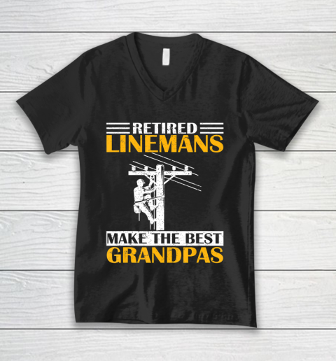 GrandFather gift shirt Vintage Retired Lineman Make The Best Grandpa Retirement Tee T Shirt V-Neck T-Shirt