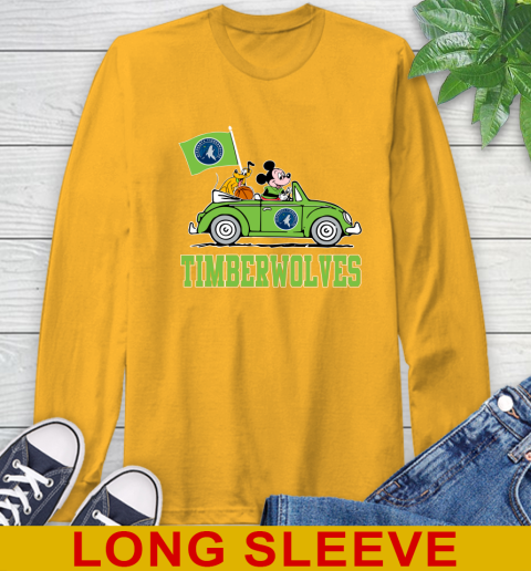 NBA Basketball Minnesota Timberwolves Pluto Mickey Driving Disney Shirt Long Sleeve T-Shirt 3