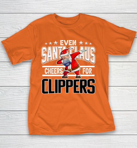 LA Clippers Even Santa Claus Cheers For Christmas NBA Youth T-Shirt 4