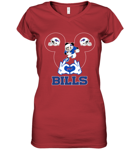 I Love The Bills Mickey Mouse Buffalo Bills Women's V-Neck T-Shirt 