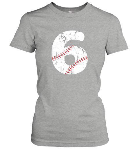 snyr number 6 baseball vintage distressed team ladies t shirt 20 front ash