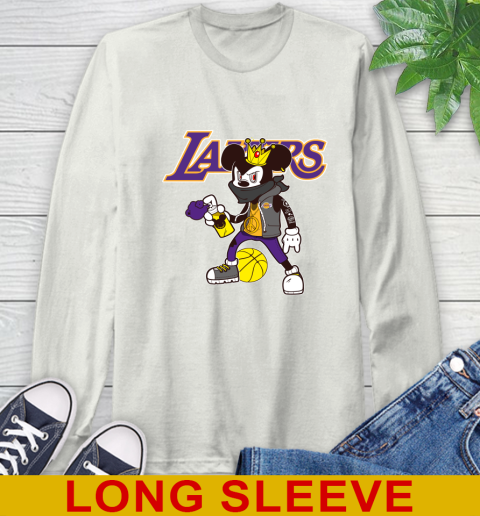 Los Angeles Lakers NBA Basketball Mickey Peace Sign Sports Long Sleeve T-Shirt 12