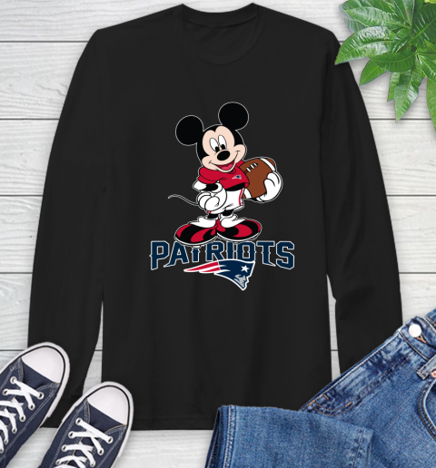NFL Football New England Patriots Cheerful Mickey Mouse Shirt Long Sleeve T-Shirt